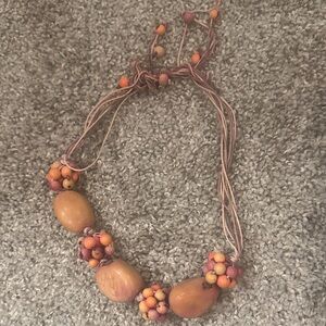 Handcrafted Beaded Necklace - Brown and Orange